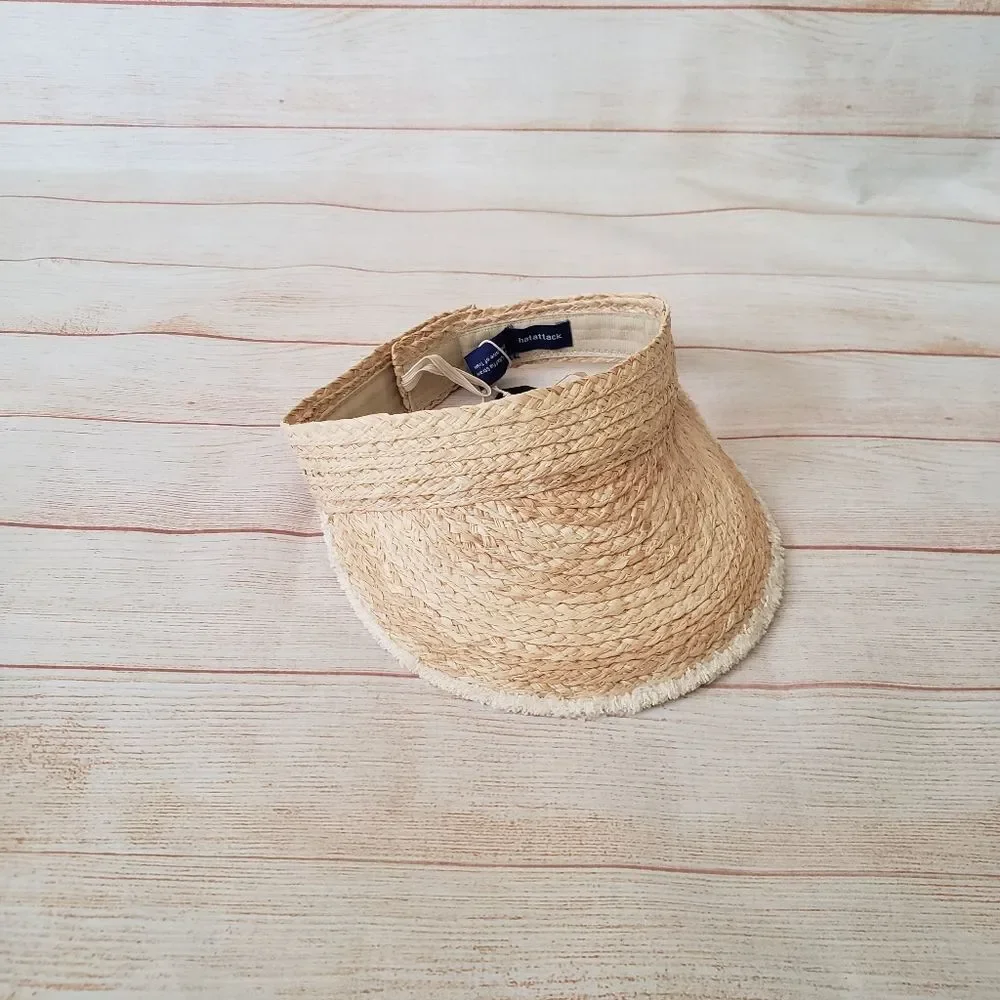 Hat Attack Pocket Visor Woven Rafia Adjustable Women's One Size Natural Summer
